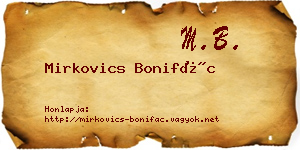 Mirkovics Bonifác névjegykártya